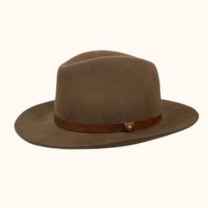 Rag & Bone Floppy Brim Fedora In Pecan Brown With Leather Trim Size - M - 55 CM
